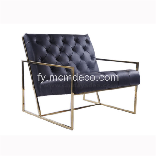 Thin Frame Tufted Leather Lounge Stoel